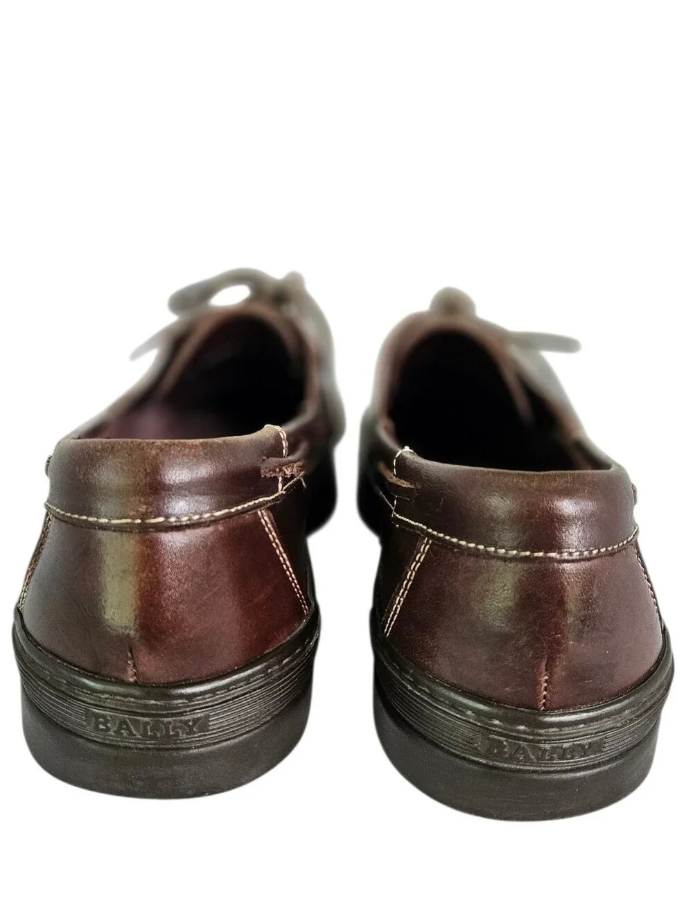 Bally of Switzerland Brown Leather Boat Shoes Deck Moccasins Plume Style